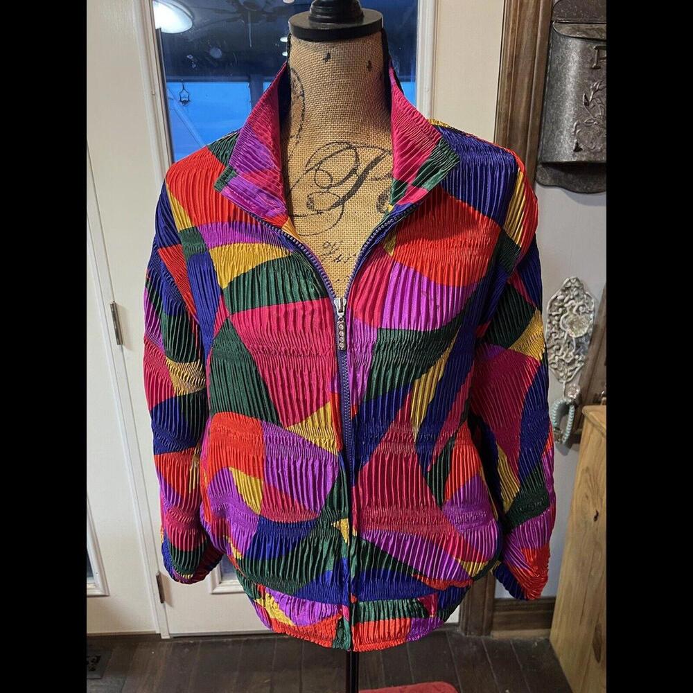 SALE Vintage 80s Womens Jacket‎ ADS American Designer Style MultiColor Size M